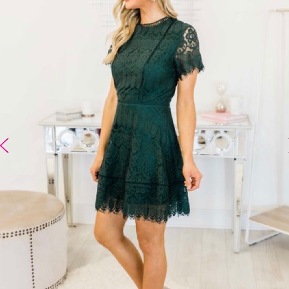 Rumor has it green lace dress